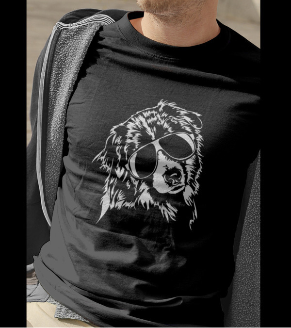 Funny Cool Australian Shepherd Wearing Sunglasses T-Shirt