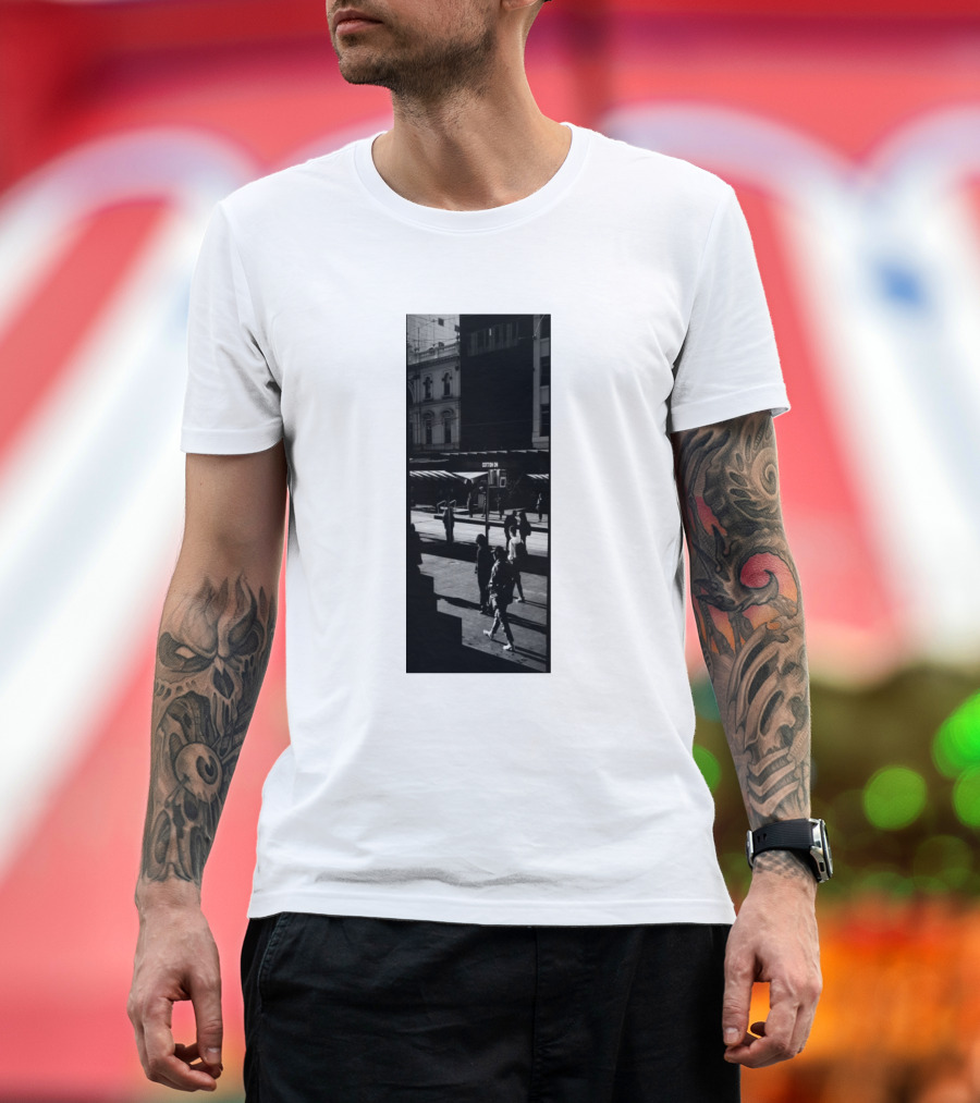 People Walking Around Urban Street Scene Shadows T-Shirt