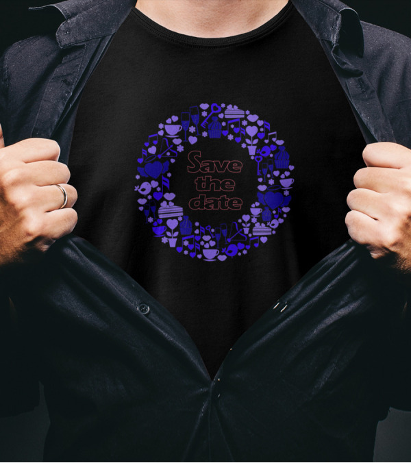 Save The Date Heart Music Cup Wreath T-Shirt