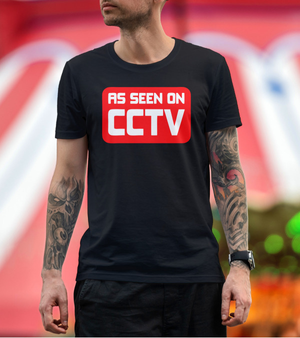 Premium T-Shirt: As Seen On CCTV Bold Red Surveillance Warning T-Shirt As Seen On CCTV Bold Red Surveillance Warning T-Shirt