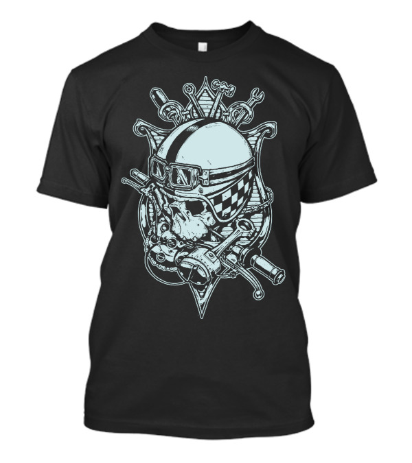 Handlebars Skull Motorcycle Helmet Wrenches T-Shirt