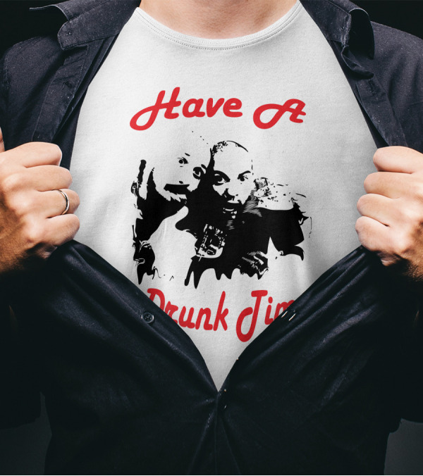 Have A Drunk Time Black And Red Text With Two Silhouetted Figures T-Shirt
