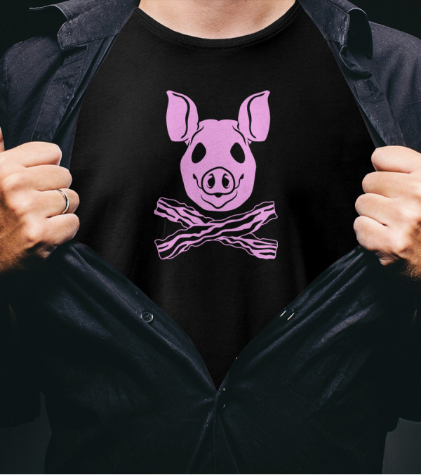 Pig Head With Crossed Bacon Strips T-Shirt
