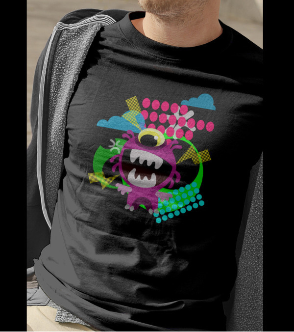 Yokai Baka Monster With Eye And Colorful Geometric T-Shirt