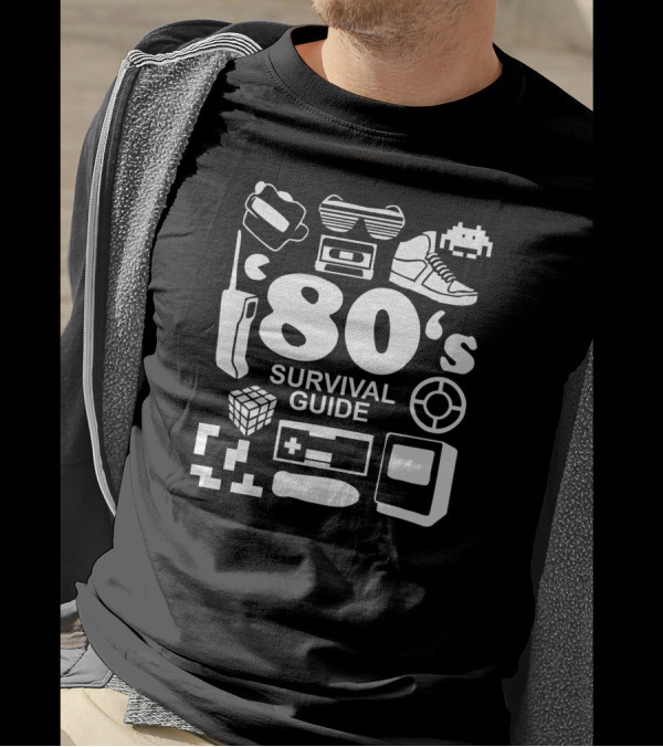 80's Survival Guide Cassette High Sunglasses Sneakers Cube Controller Joystick T-Shirt