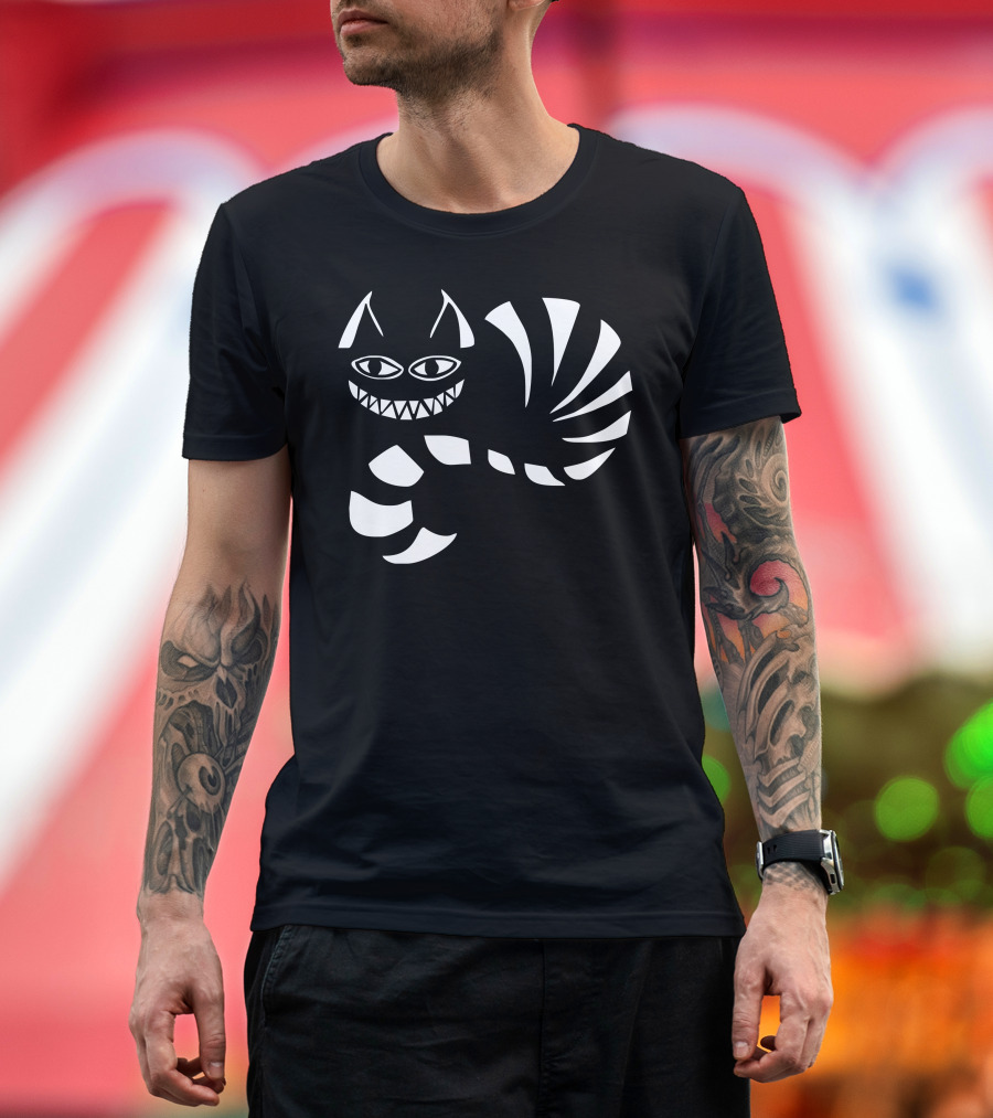 Cheshire Cat Smiling Striped Design Alice in Wonderland T-Shirt