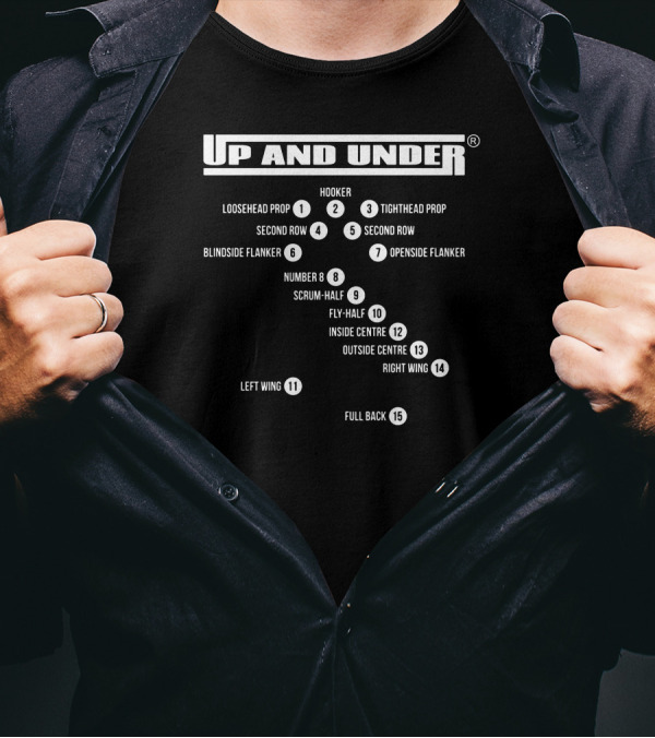 Up And Under Rugby Positions Formation Chart T-Shirt