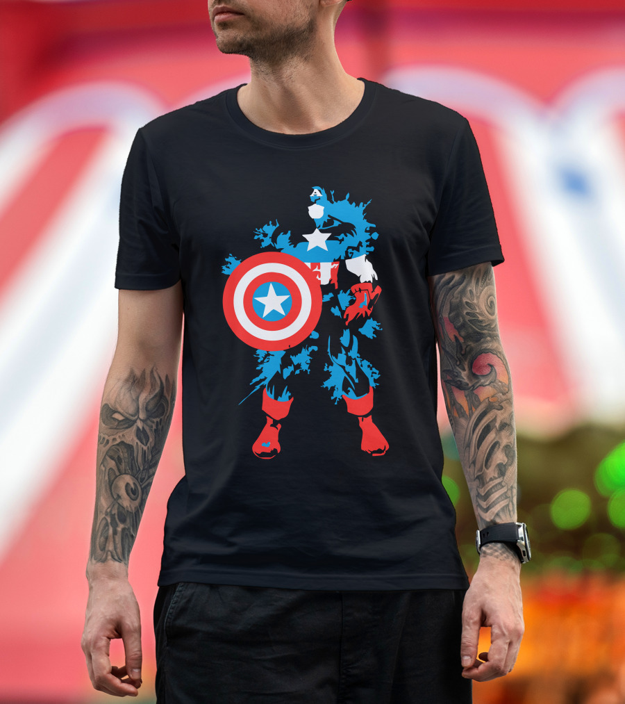 Captain Splash Shield Stars Blue and Red Hero T-Shirt