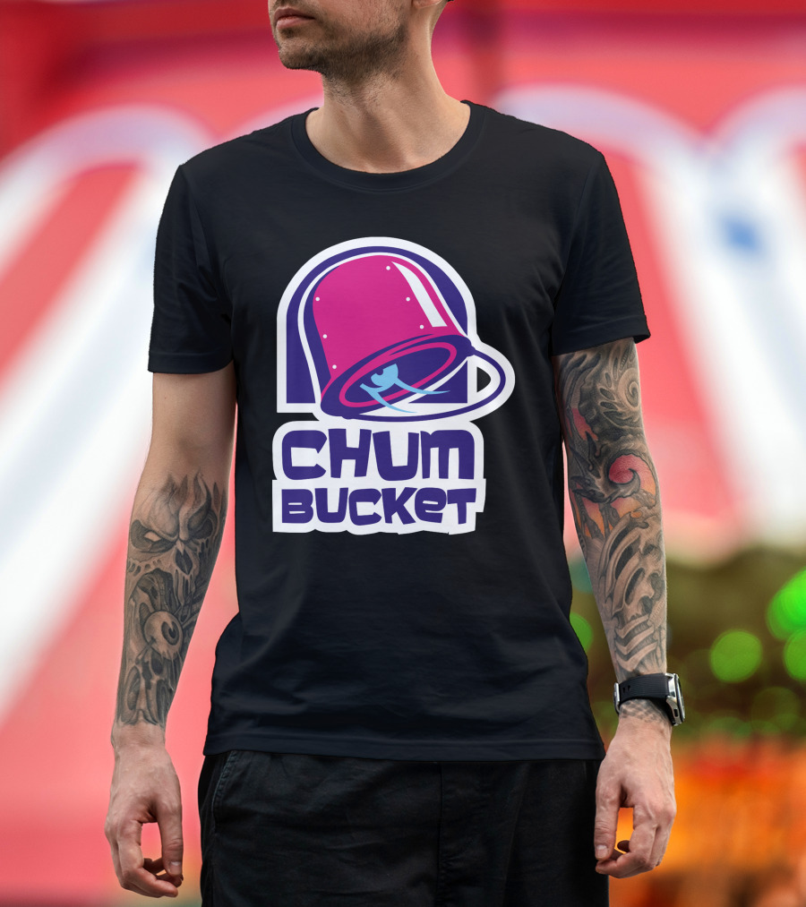 Chum Bucket Pink Bucket Cartoon T-Shirt