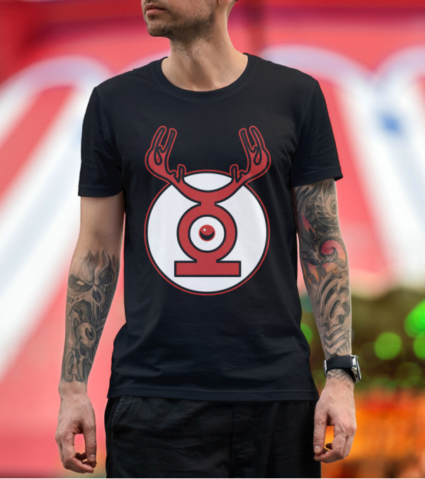 Premium T-Shirt: Red Lantern Anime Eye Emblem with Stylized Antlers T-Shirt Red Lantern Anime Eye Emblem with Stylized Antlers T-Shirt