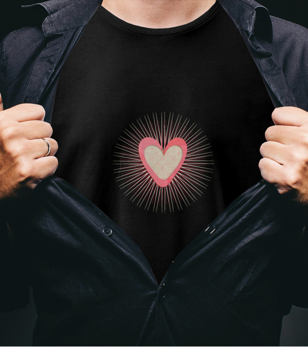 Exclusive Heart Shape Vector Burst T-Shirt