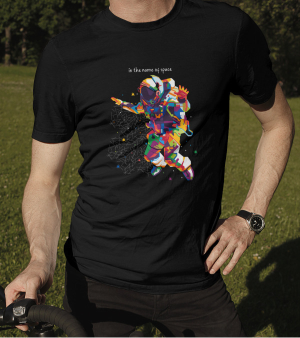 In The Name Of Space Colorful Astronaut Starlit Network T-Shirt