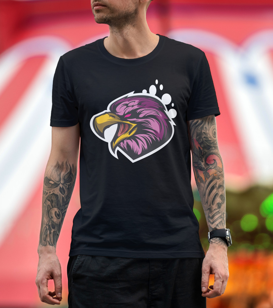 Phantom Eagle Head Bold Yellow Beak Fierce Purple Feathers T-Shirt