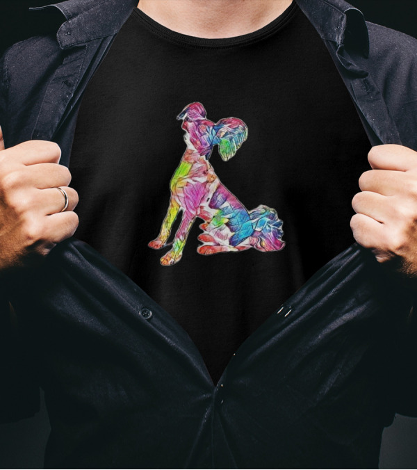 Side View Of A Beautiful Wellting Colorful Floral Dog T-Shirt