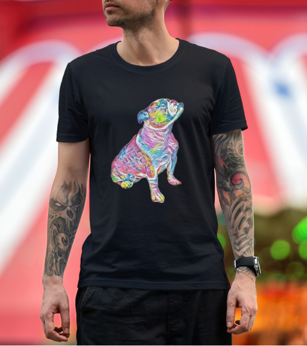 Premium T-Shirt: Side View Colorful Abstract Bulldog T-Shirt Side View Colorful Abstract Bulldog T-Shirt