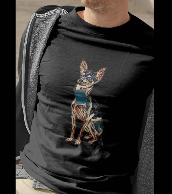 A Chihuahua Dog Sits While Holding Book T-Shirt