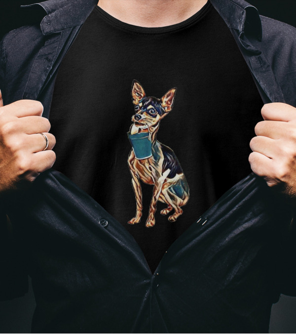 A Chihuahua Dog Sits While Holding Book T-Shirt