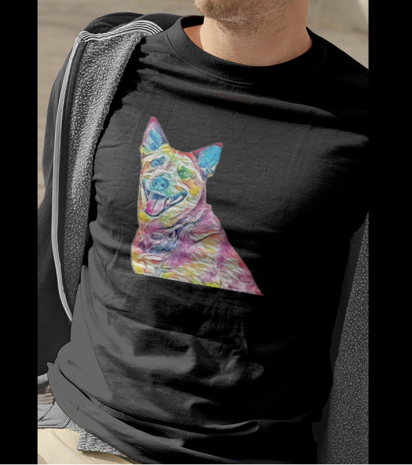 A Closeup Of A Friendly Australian Cattle Dog Colorful T-Shirt