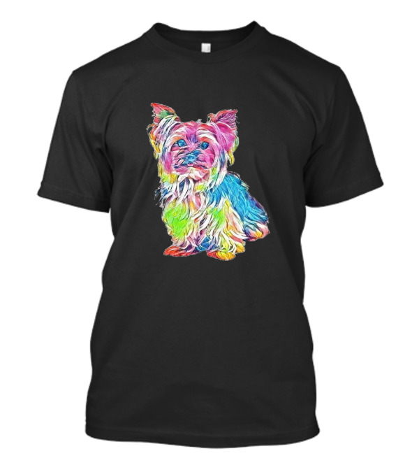 A Curious And Attentive Yorks Multicolored Dog T-Shirt
