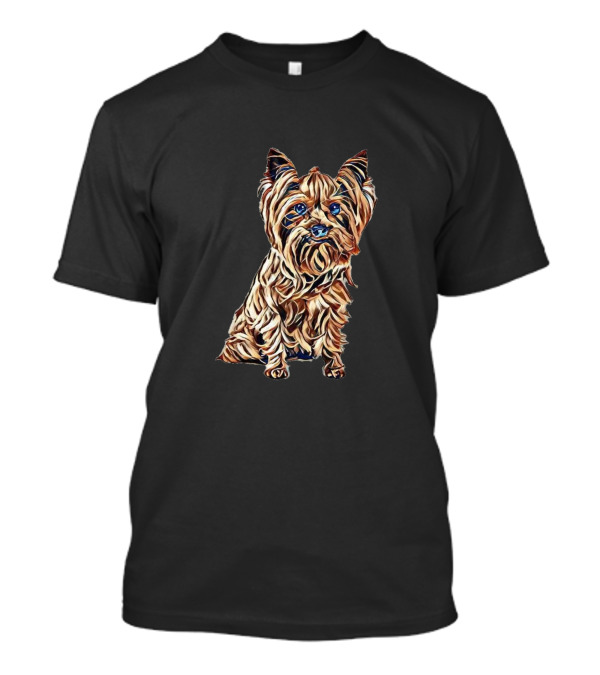 A Cute Yorkshire Terrier Dog Sitting And Looking Directly Into Your Eyes T-Shirt