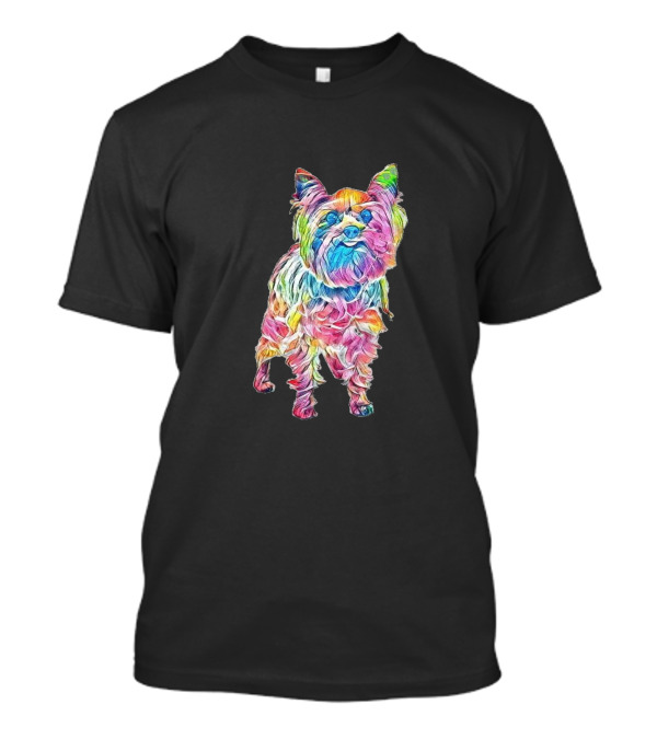 Yorkshire Terrier Dog Vibrant Rainbow Tongue Sticking Out T-Shirt