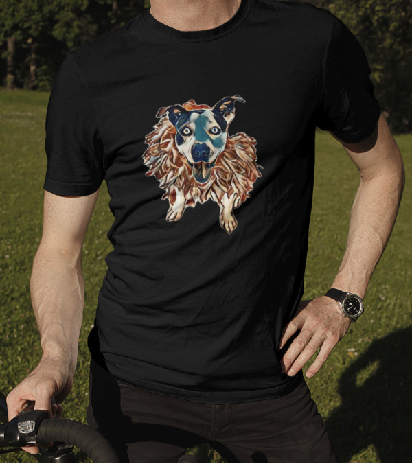 A Happy And Friendly Pit Bull With Fluffy Mane T-Shirt