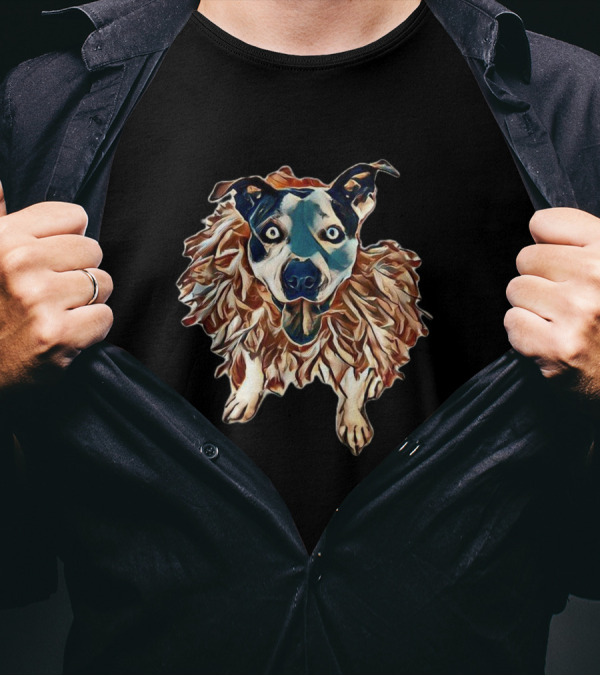 A Happy And Friendly Pit Bull With Fluffy Mane T-Shirt