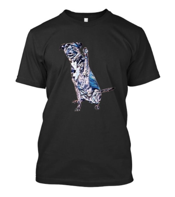 A Happy Large Brindle Color Dog Raising Paw T-Shirt
