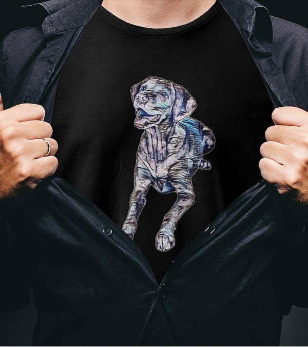 A Happy Vizsla Breed Dog Layith Open In Artful T-Shirt