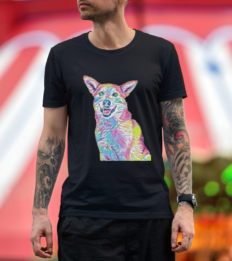 A Head Shot Of A Smiling Australian Colorful Dog T-Shirt