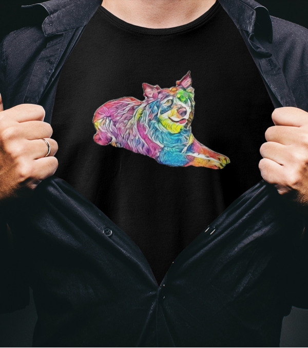 A Large Mixed Shepherd Breed Halo Of Colors T-Shirt