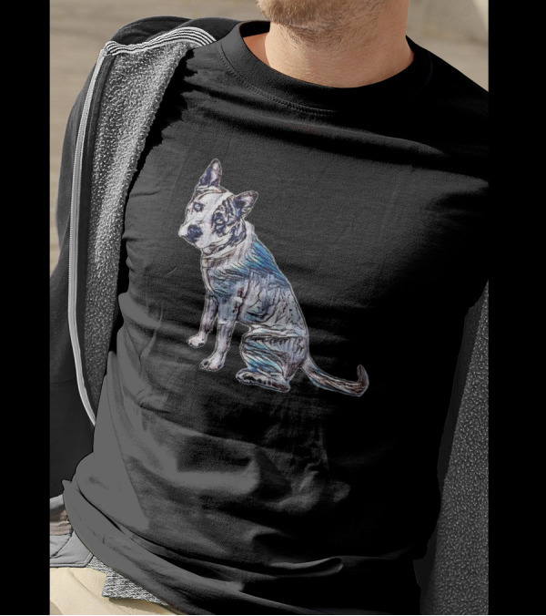 A Profile View Of A Pit Bull In Artistic T-Shirt