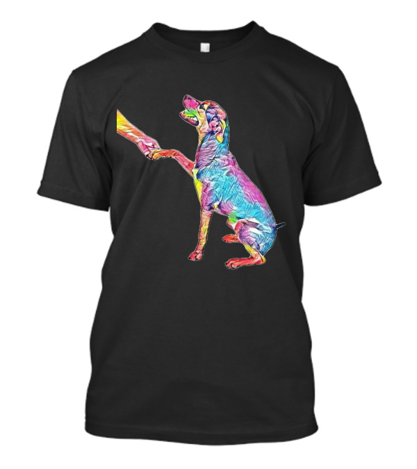A Side View Of A Happy Mixed Dog Looking Up While Shaking Hands T-Shirt