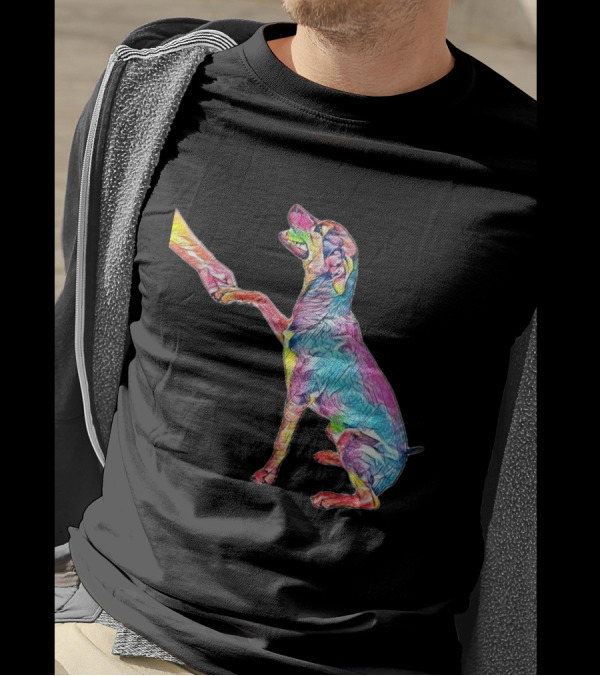 A Side View Of A Happy Mixed Dog Looking Up While Shaking Hands T-Shirt