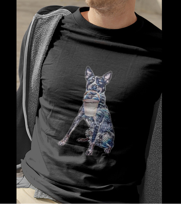 An Australian Cattle Dog Sittbucket In Image With Dog Holding Bucket T-Shirt