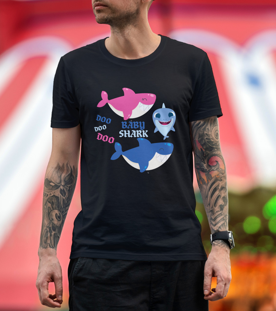Baby Shark Doo Doo Doo Pink Blue Sharks T-Shirt