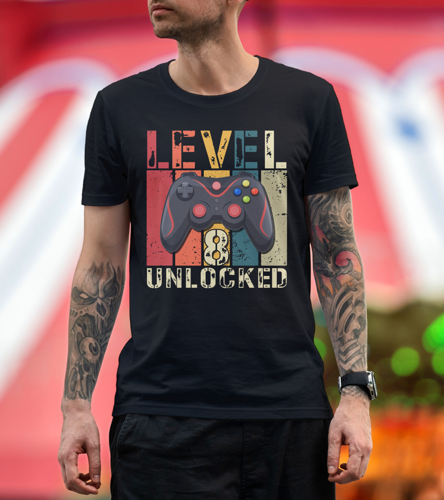 LEVEL 8 UNLOCKED VINTAGE VIDEO GAME CONTROLLER T-Shirt