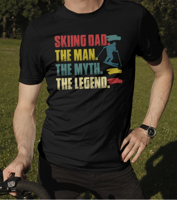 Skiing Dad The Man The Myth The Legend Vintage-Style Skier T-Shirt