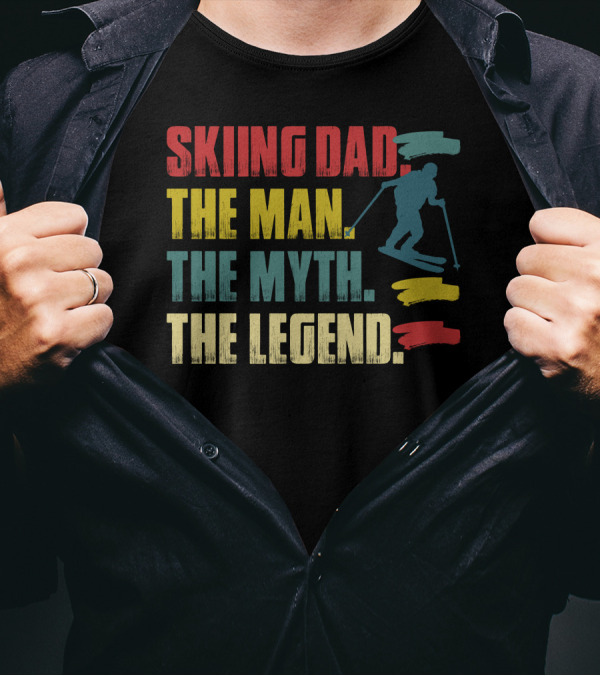 Skiing Dad The Man The Myth The Legend Vintage-Style Skier T-Shirt
