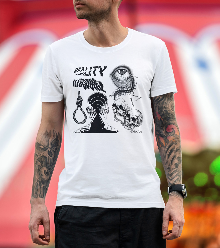 Reality Illusion Eye Skull Centipede Rope Skulls @dotfog T-Shirt