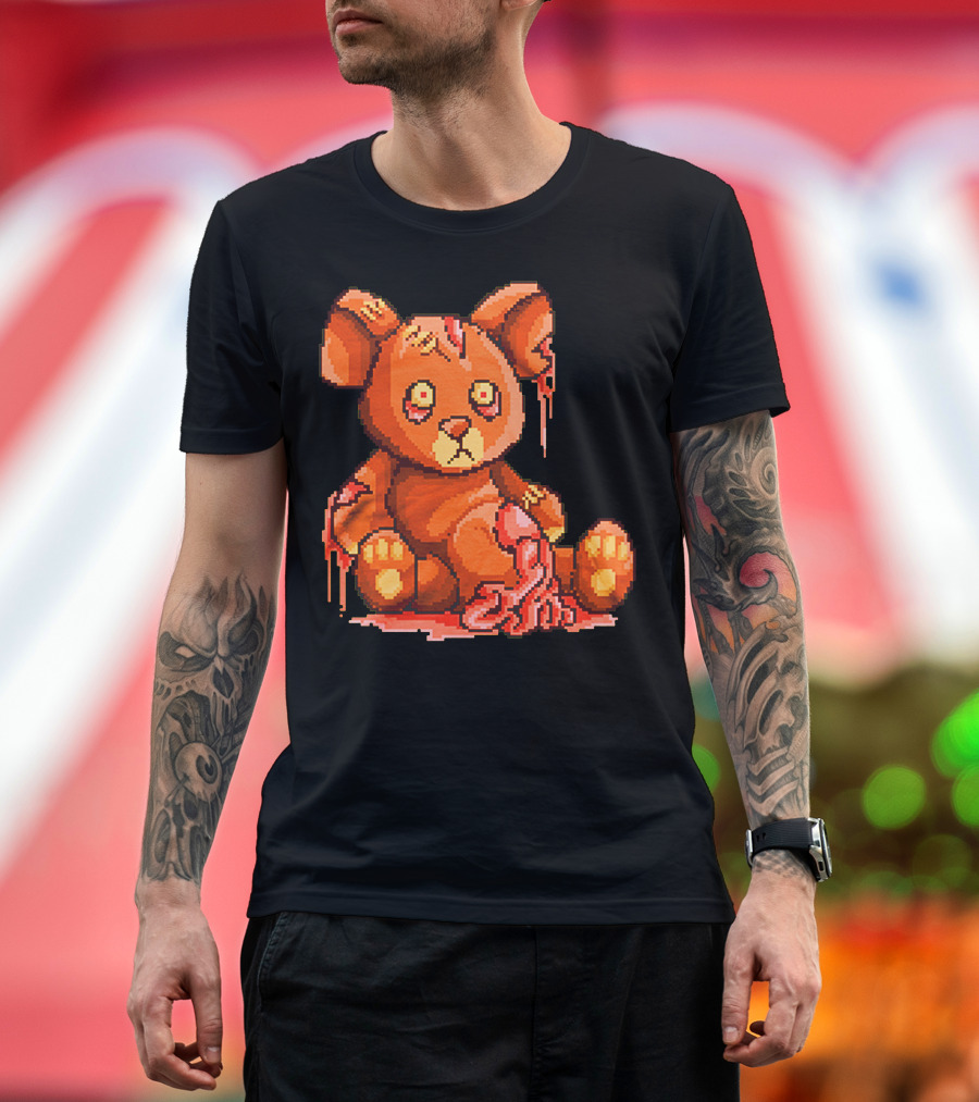 Teddy Zombie Pixel Art Bloody Horror Plush Toy T-Shirt
