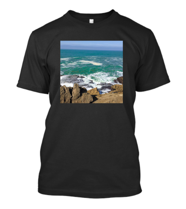 Beautiful Sparkling Atlantic Ocean And Rocky Shoreline T-Shirt