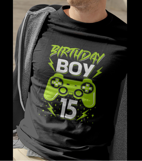 Birthday Boy 15 Video Game Controller Gamer Fifteenth T-Shirt