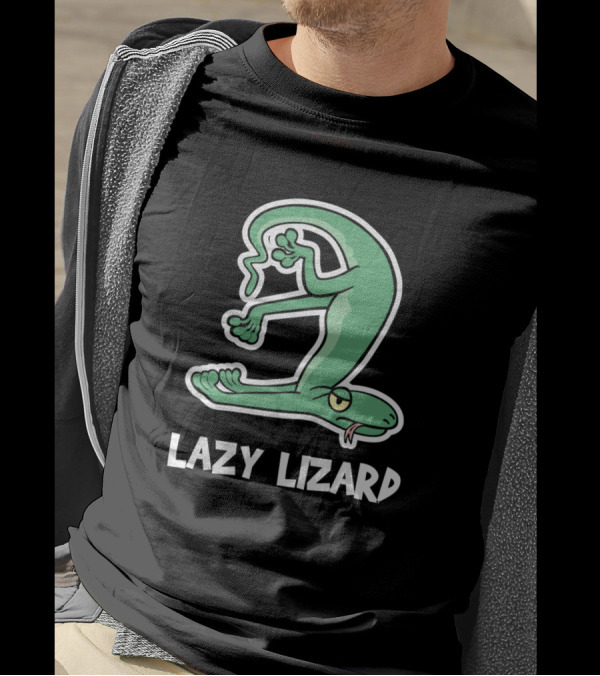 Lazy Lizard Cartoon Gecko Humor T-Shirt