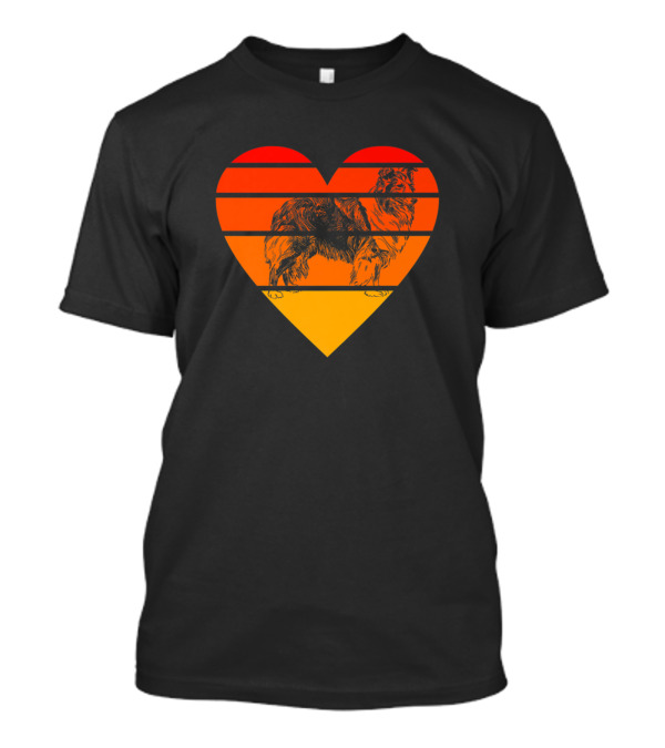Retro Shetland Sheepdog Heart Sunset Sheltie Men T-Shirt