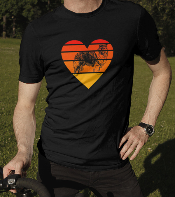 Retro Shetland Sheepdog Heart Sunset Sheltie Men T-Shirt