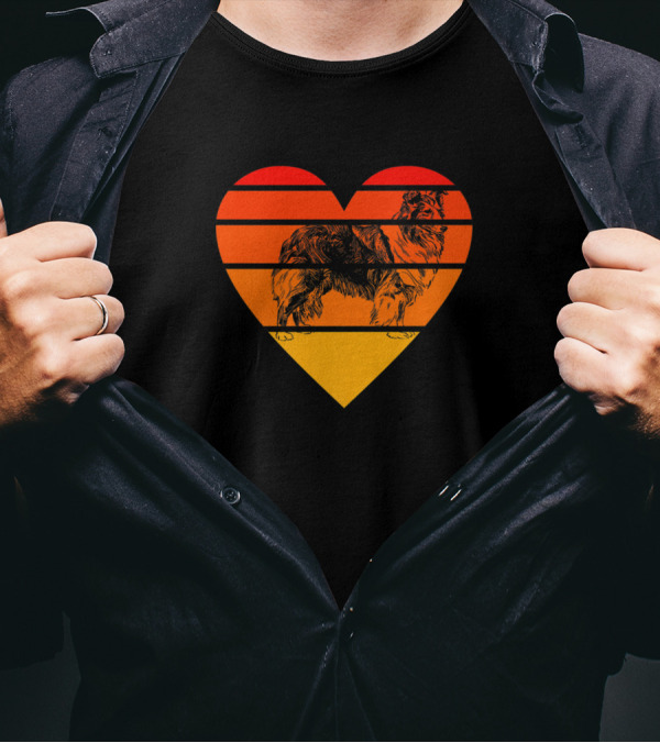 Retro Shetland Sheepdog Heart Sunset Sheltie Men T-Shirt