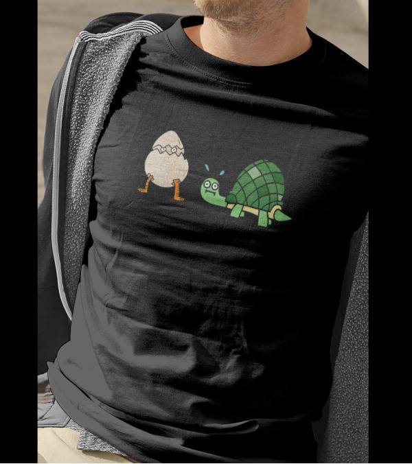 Surprised Turtle And Hatching Egg With Legs T-Shirt