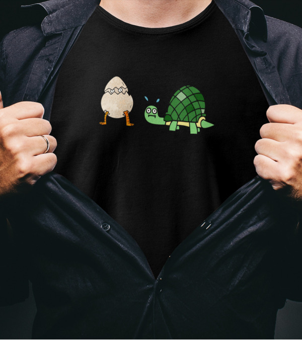 Surprised Turtle And Hatching Egg With Legs T-Shirt