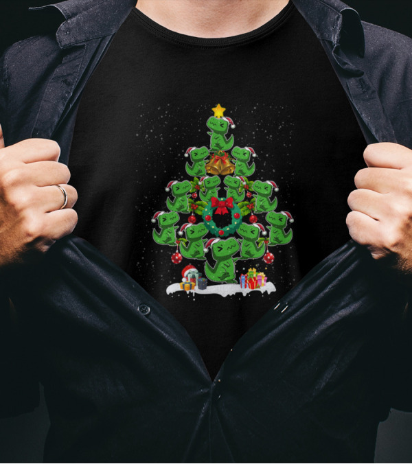 Tree Rex Funny Christmas Dinosaur Xmas Pajama Pajamas T-Shirt
